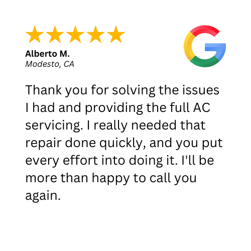 A 5-star review for Cool Care Heating & Air Conditioning in Modesto, CA