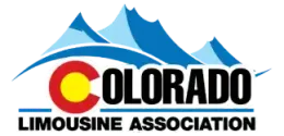 Colorado Limousine Association logo with blue mountains and red-yellow circular icon