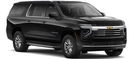 Black Chevrolet SUV on a white background, angled front view