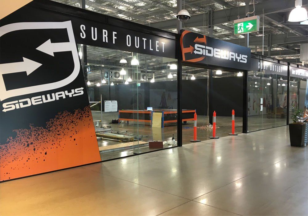 Sideways Surf Outlet Right Side view store — General Signage in Tweed Heads South, NSW