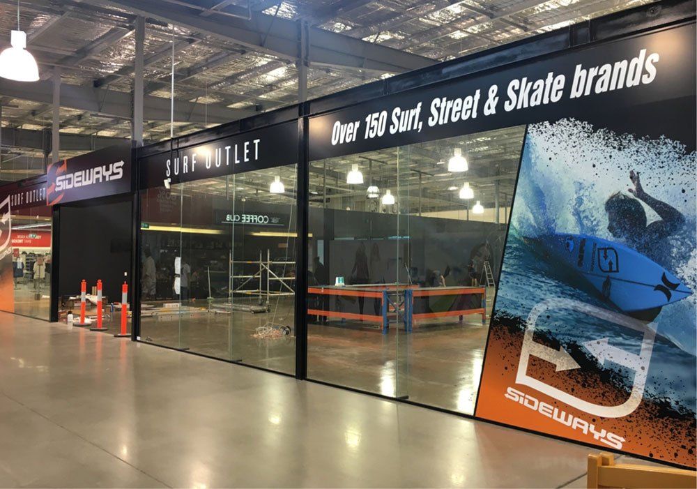Sideways Surf Outlet Left Side view store — General Signage in Tweed Heads South, NSW