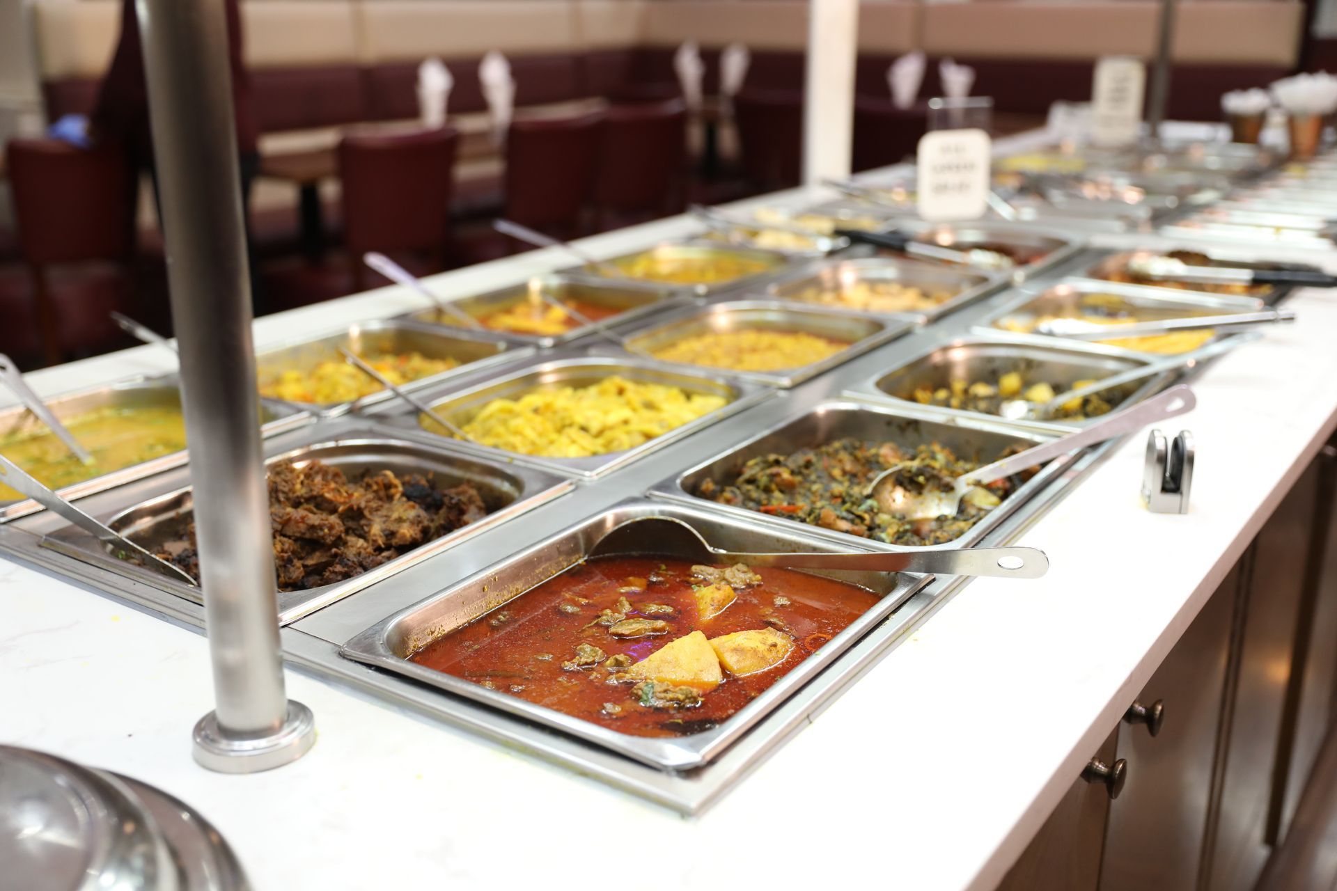 Caribbean catering spread on banquet table