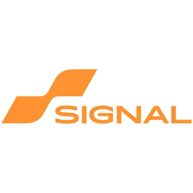 An orange signal logo on a white background