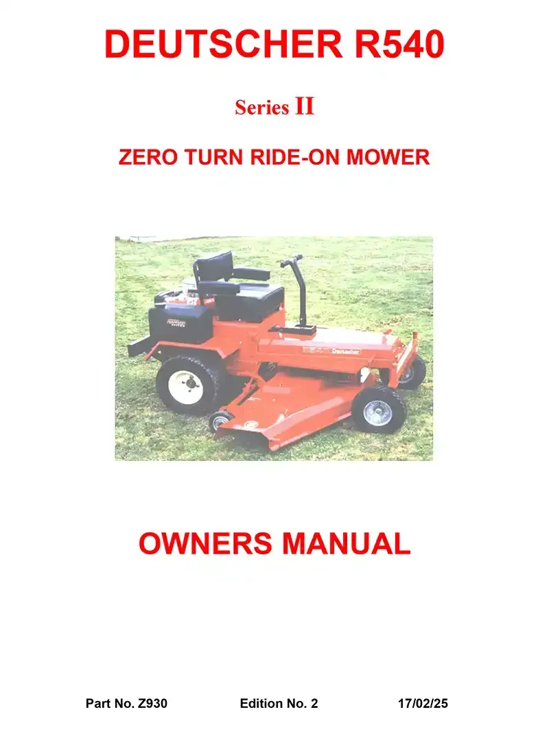 Download PDF manual Deutscher Lawn Mowers - R540 Manual PDF Download
