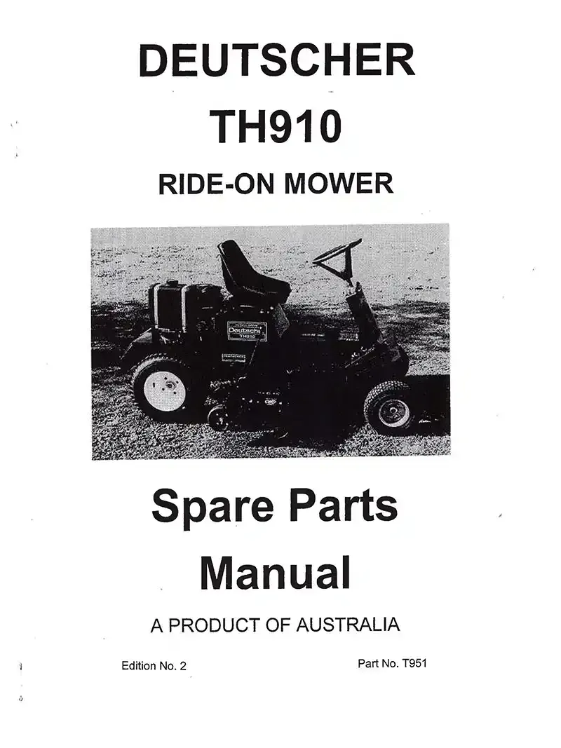 Download PDF manual Deutscher Lawn Mowers - TH910 Manual PDF Download