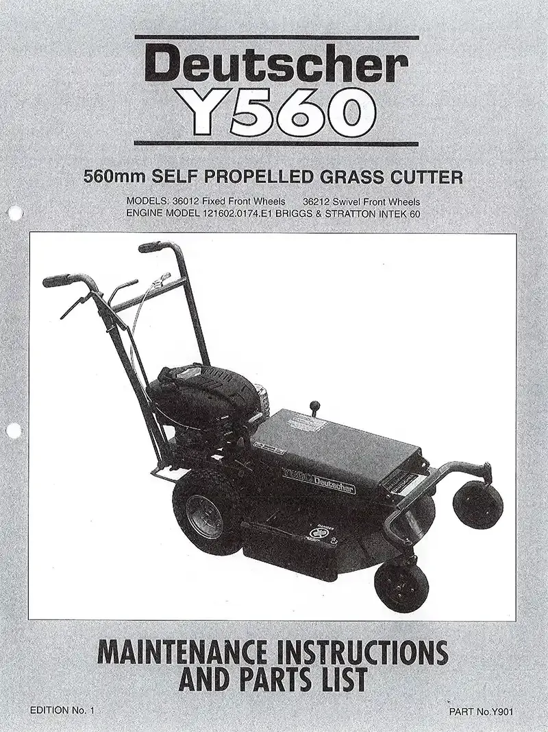 Download PDF manual Deutscher Lawn Mowers - Y560 Manual PDF Download
