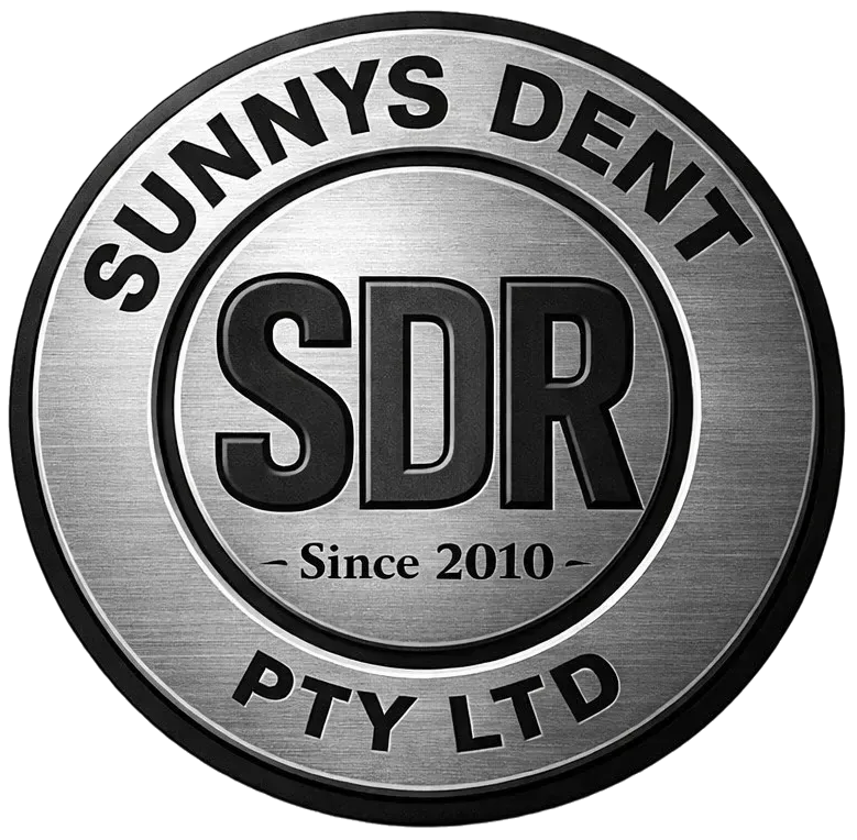 Silver circular logo reading “SUNNYS DENT SDR Since 2010 PTY LTD”