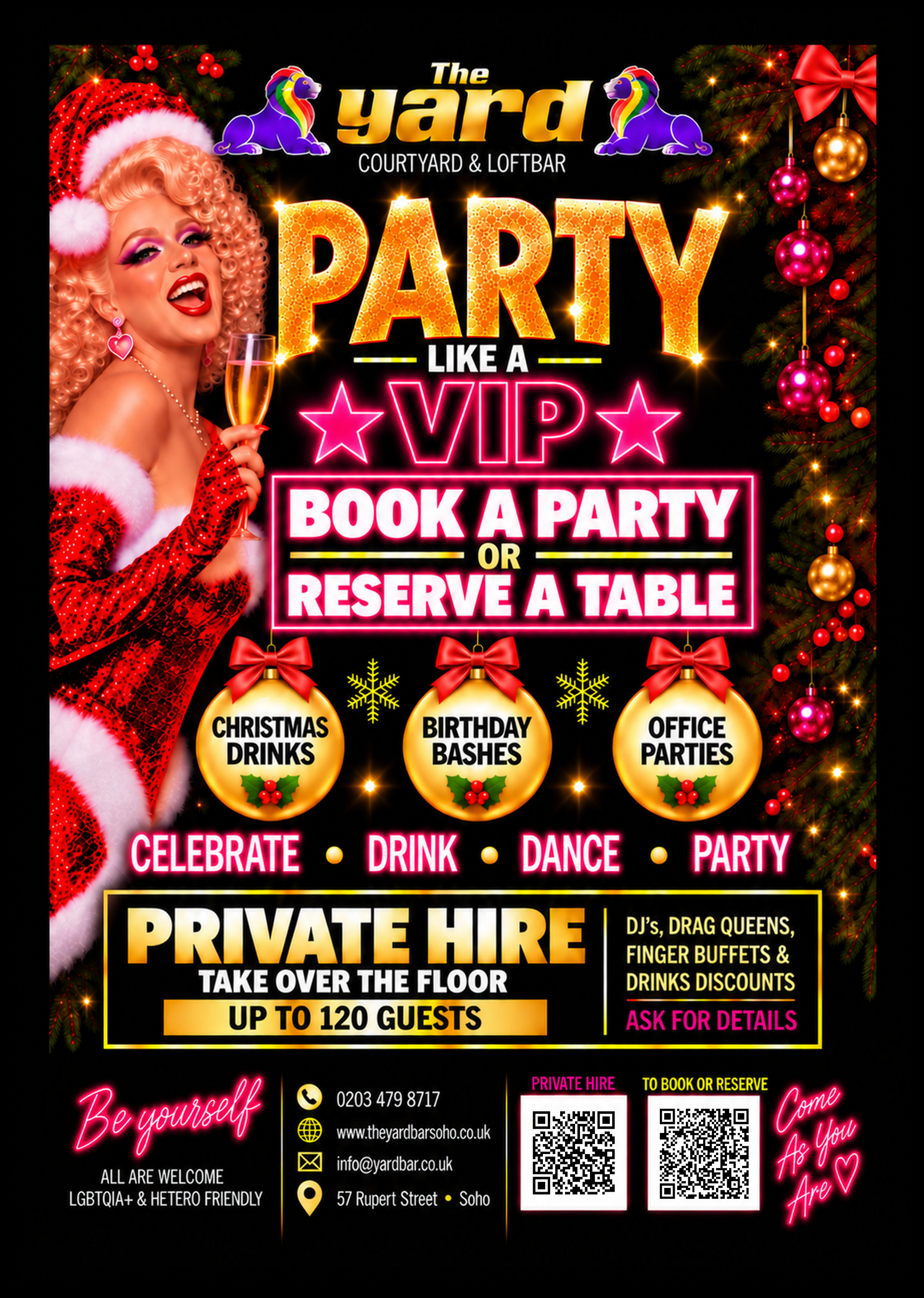 Party like a VIP – private hire at The Yard Bar Soho for up to 120 guests
