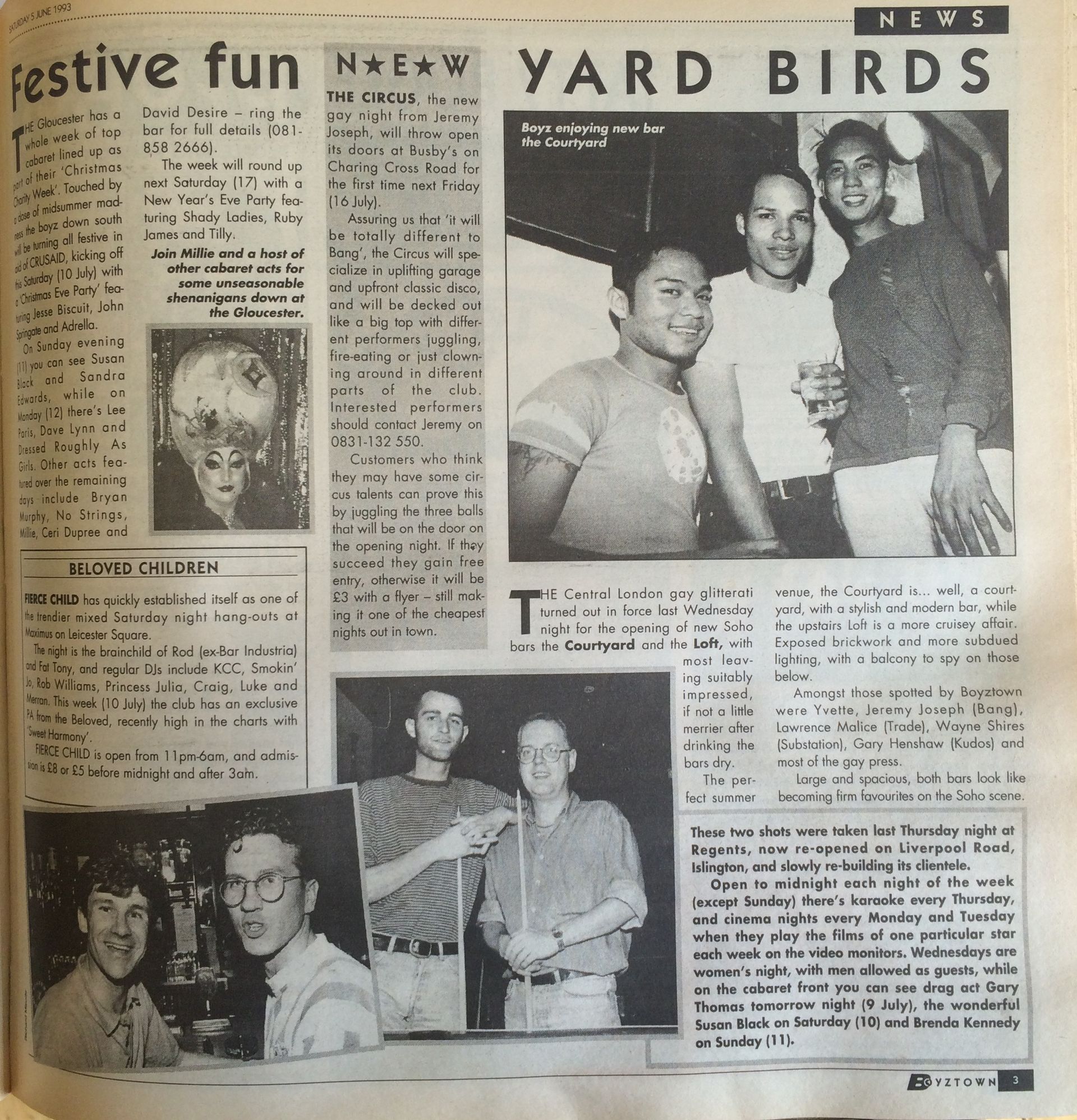 Vintage gay press feature on The Yard bar in Soho