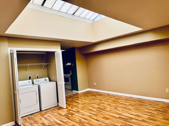 living room and laundry