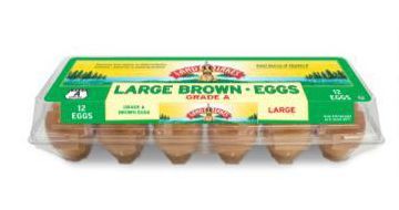 A carton of 12 Land O Lakes® Large Brown Eggs in a plastic carton.