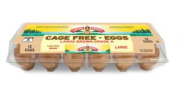 A carton of 12 Land O Lakes® Cage Free Eggs in a plastic carton.