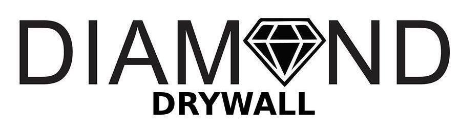 A black and white logo for Diamond Drywall with a diamond in the middle.