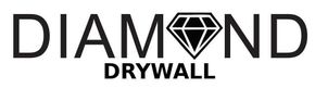 A black and white logo for Diamond Drywall with a diamond in the middle.