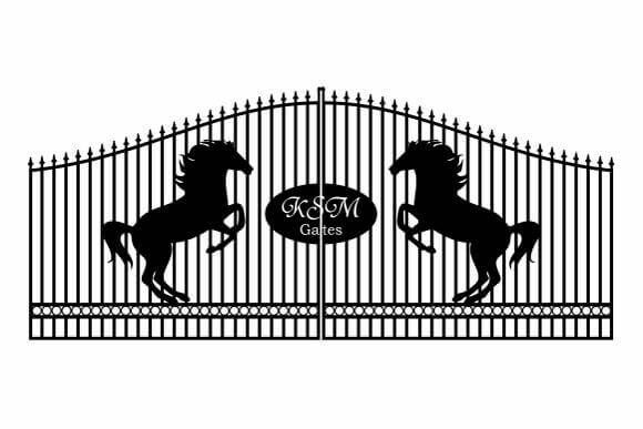 Two horses are standing on their hind legs in front of a gate.