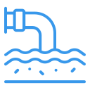 An icon representing visible residue in a drain pipe.