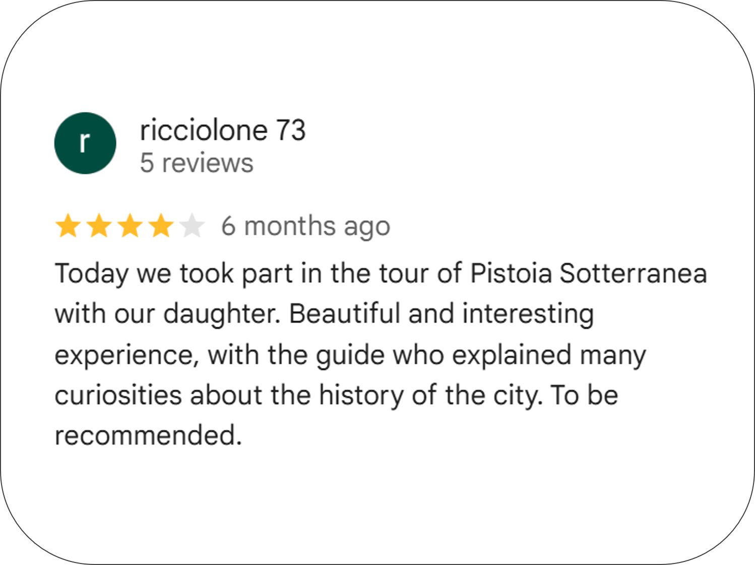 Google Reviews of Pistoia Sotterranea
