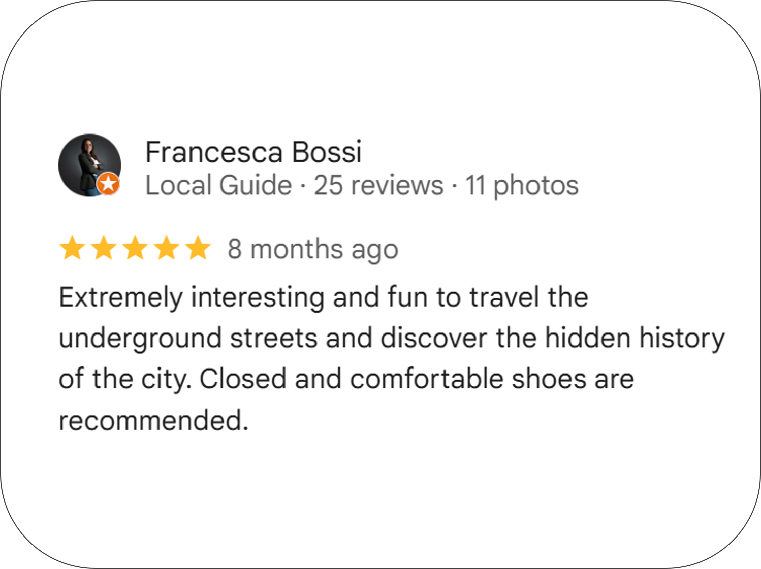 Google Reviews of Pistoia Sotterranea