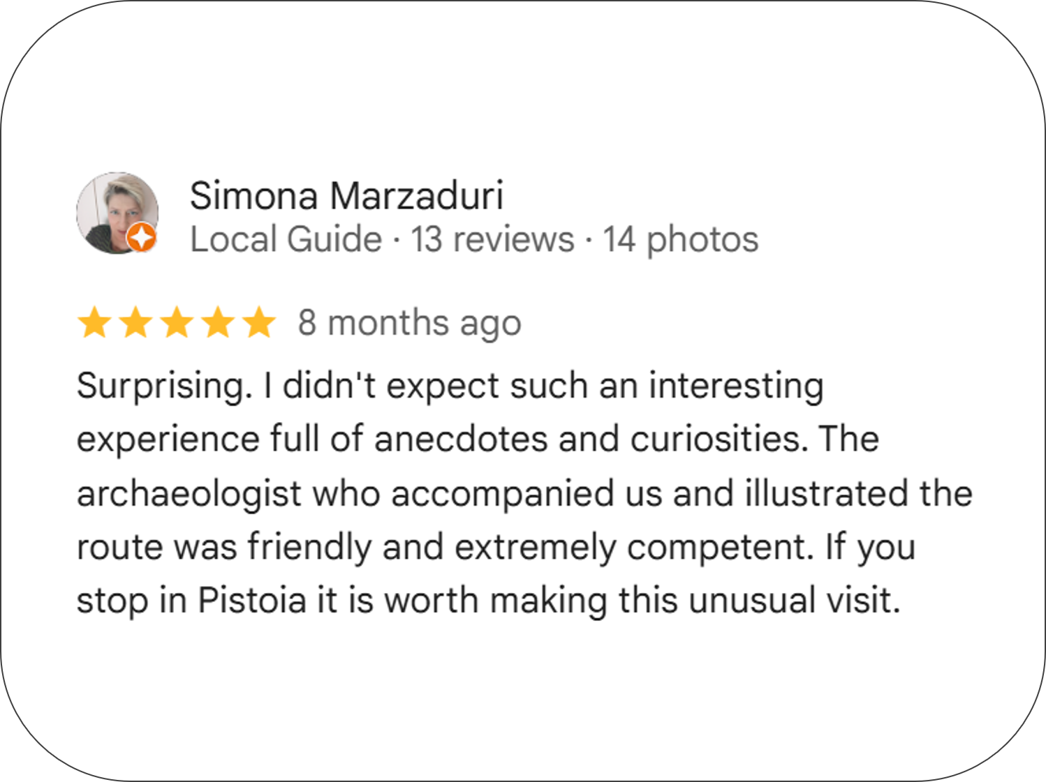 Google Reviews of Pistoia Sotterranea
