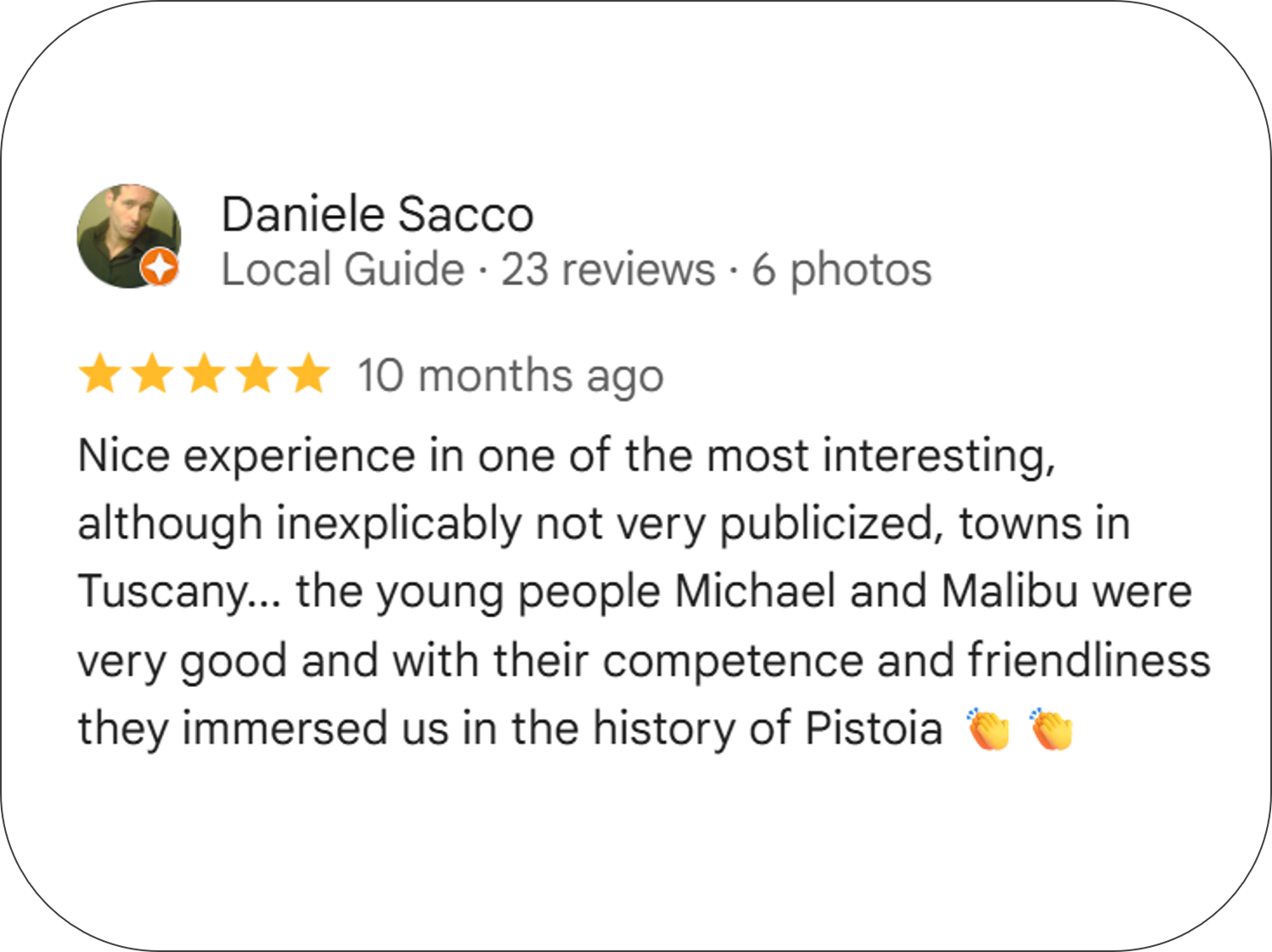 Google Reviews of Pistoia Sotterranea