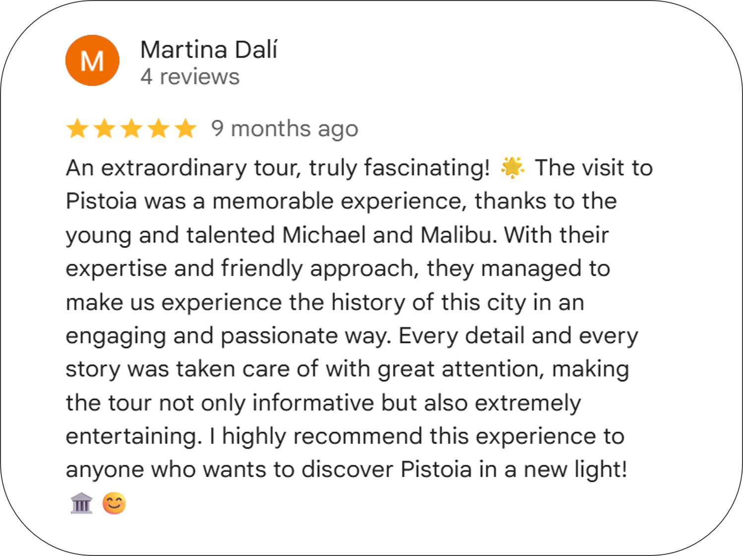 Google Reviews of Pistoia Sotterranea