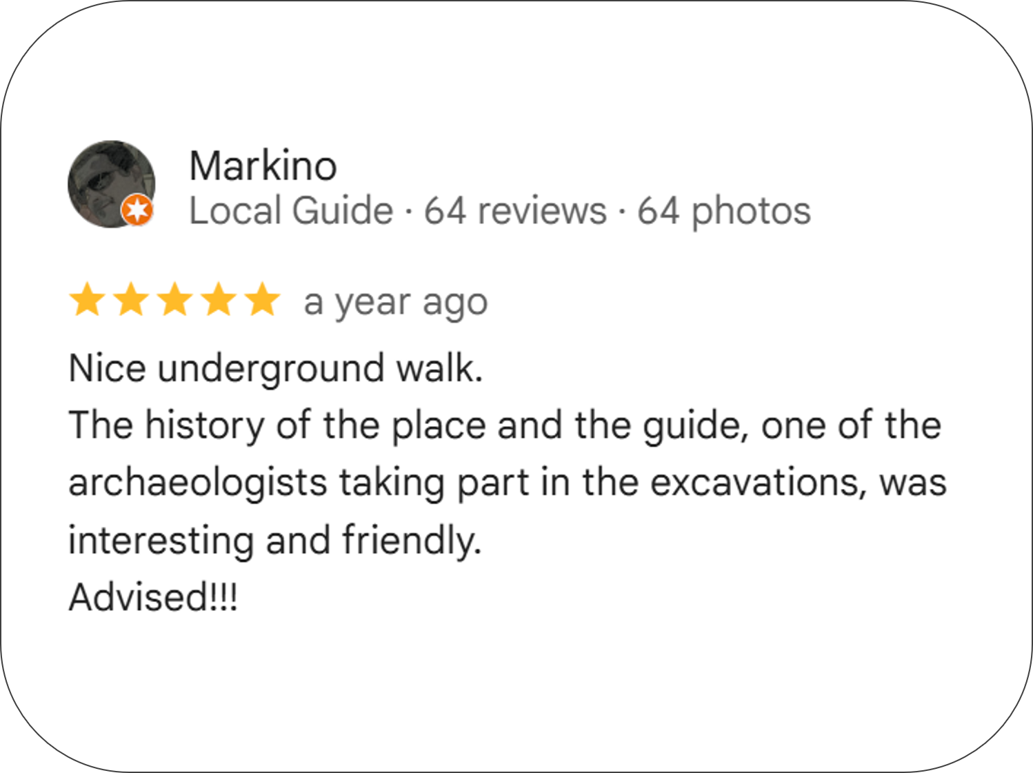 Google Reviews of Pistoia Sotterranea