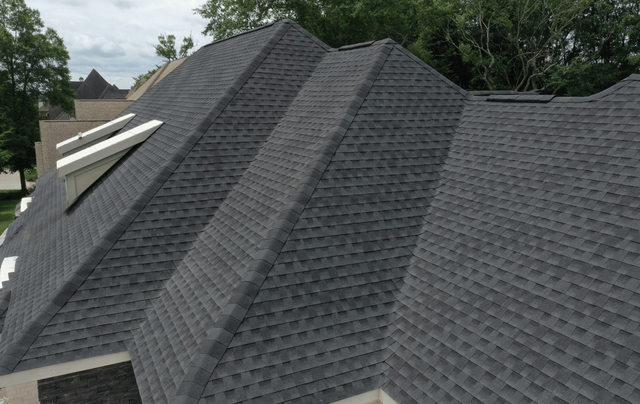 Finished sloped roof with hips and valleys