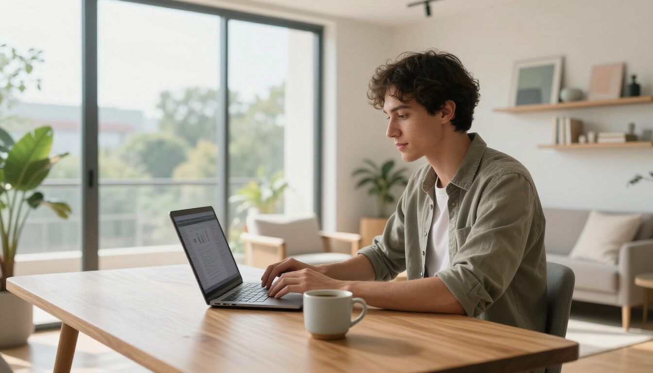 Individual working in a calm environment