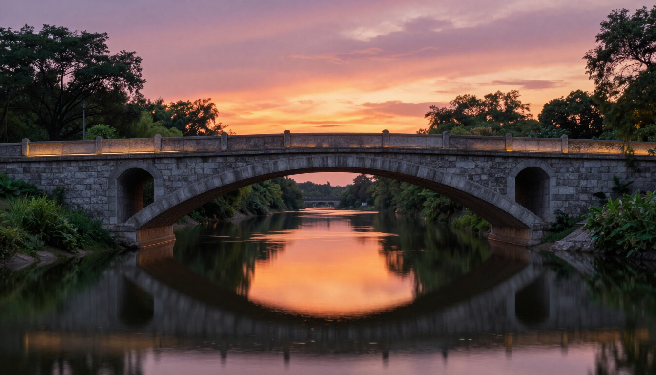 Calm landscape bridge