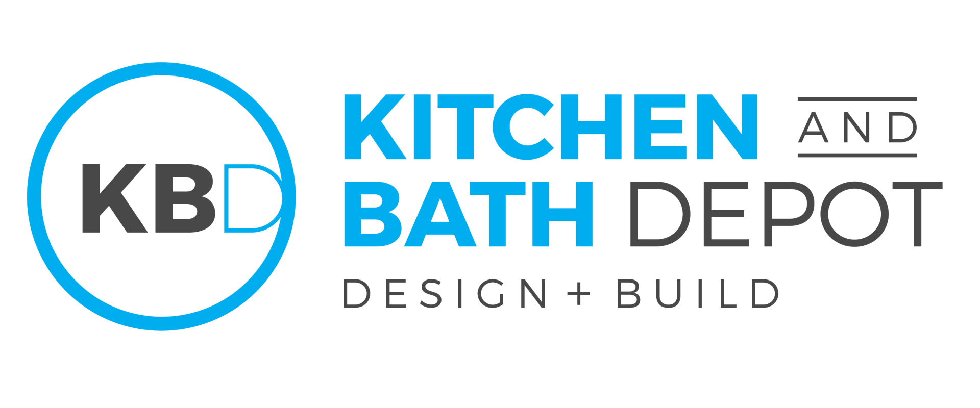 KBD Kitchen and Bath Depot logo in blue, gray, and black with “Design + Build” tagline  in Rockville