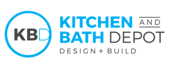 KBD Kitchen and Bath Depot logo in blue, gray, and black with “Design + Build” tagline  in Rockville