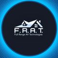 F.R.A.T. logo with white house and AV icon on dark blue background, ringed by bright blue circle