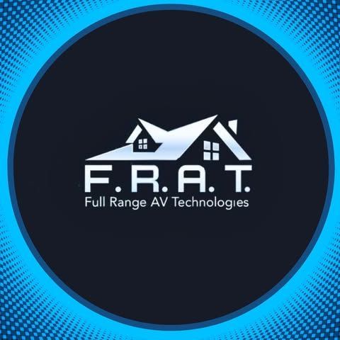 F.R.A.T. logo with white house roof icon on dark circle, surrounded by a blue glowing ring.
