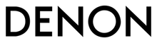 Black DENON logo on a white background
