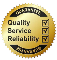 A gold guarantee seal that says quality service reliability