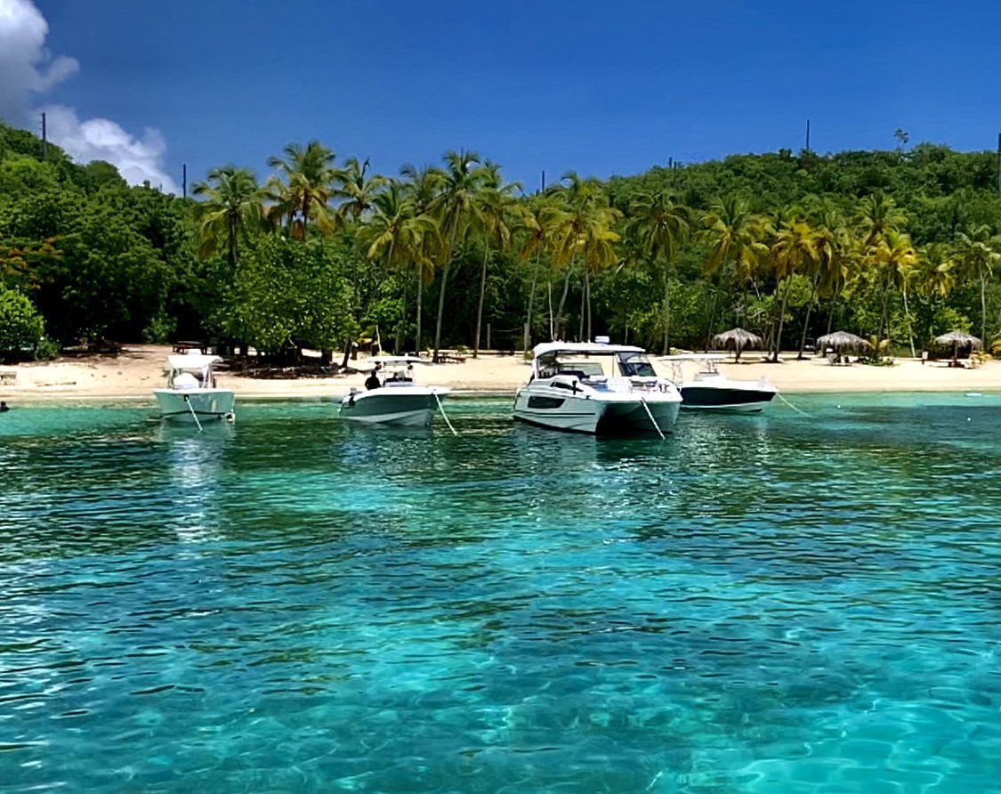 Island beach with boats