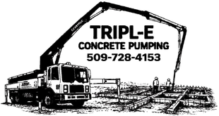 TRIP-L-E Concrete Pumping logo with a concrete pump truck and phone number 509-728-4153