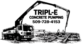 TRIP-L-E Concrete Pumping logo with a concrete pump truck and phone number 509-728-4153