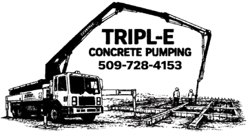 TRIP-L-E Concrete Pumping logo with a concrete pump truck and phone number 509-728-4153