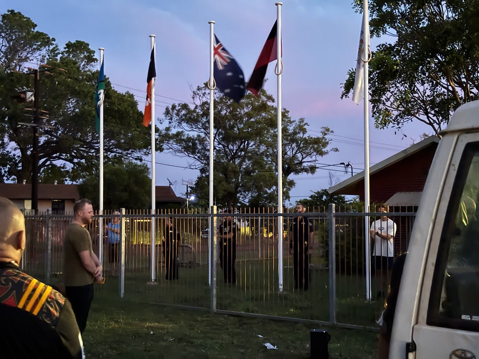 Four flag poles