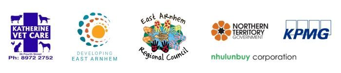 Logos: Katherine Vet Care Centre, Developing East Arnhem, East Arnhem Regional Council, Northern Territory Government, Nhulunbuy Corporation, KPMG.
