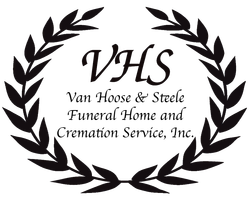Black laurel wreath logo with “VHS Van Hoose & Steele Funeral Home and Cremation Service, Inc.”