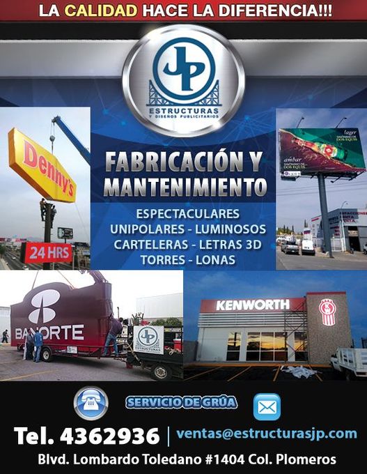 ESTRUCTURAS Y DISEÑOS PUBLICITARIOS JP - FABRICACIÓN Y MANTENIMIENTO