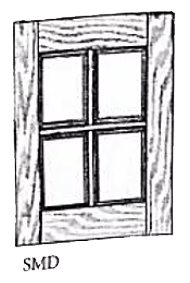 a black and white drawing of a wooden window with four windows .