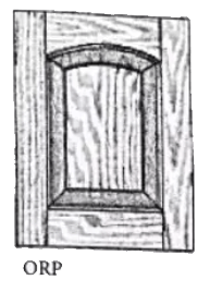 a black and white drawing of a wooden door with the word orp below it .