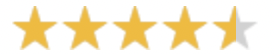 Five gold stars are lined up in a row on a white background.