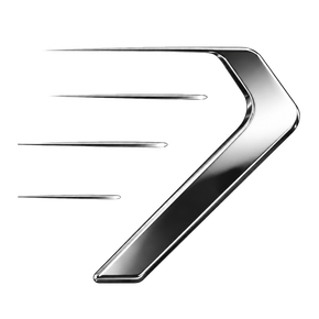 Chrome chrome arrow logo with motion lines on a white background