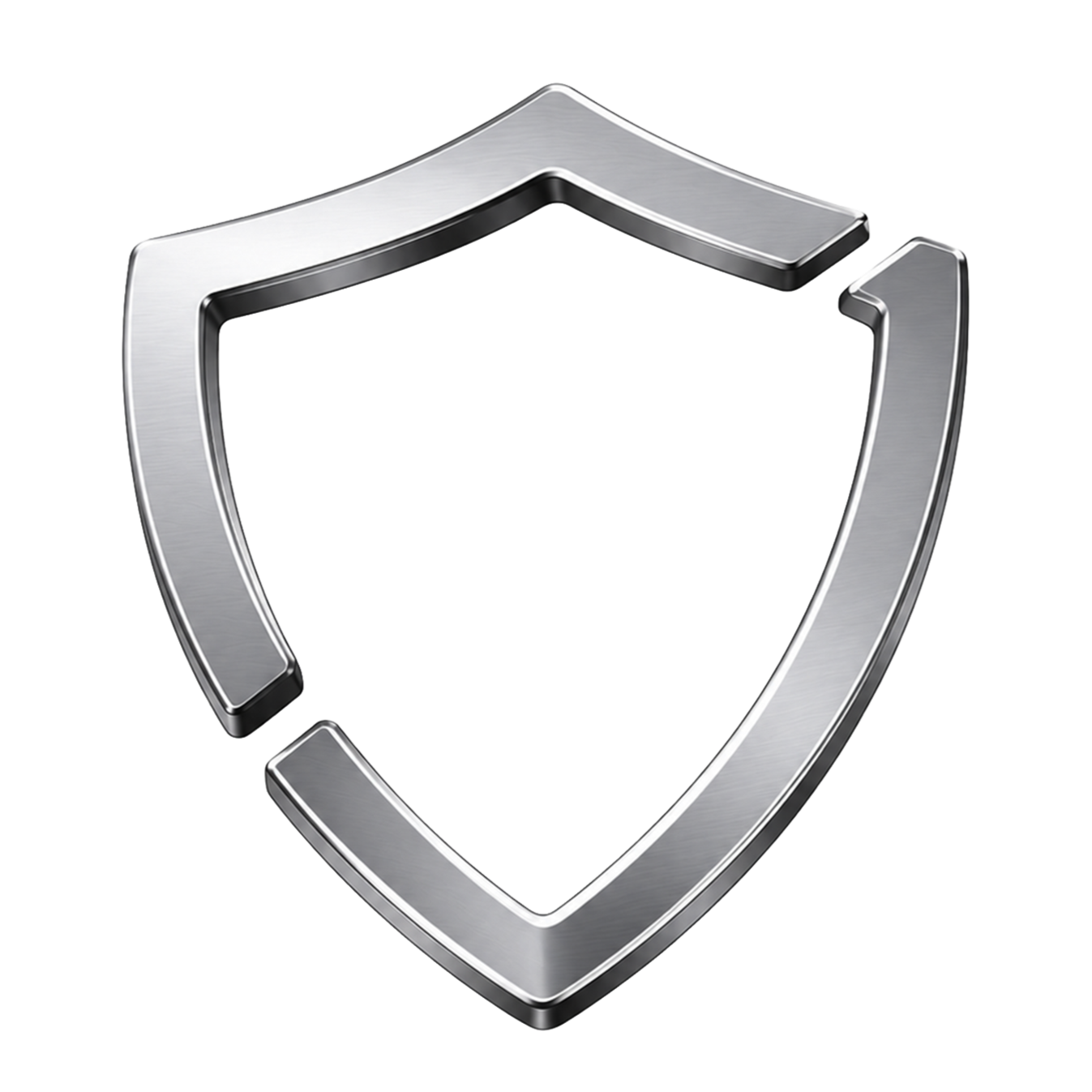 Silver shield icon on a white background