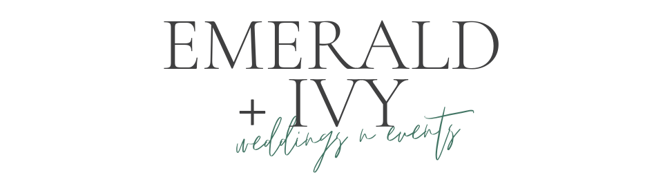 Logo reading “EMERALD + IVY” with a delicate cursive tagline underneath on a white background
