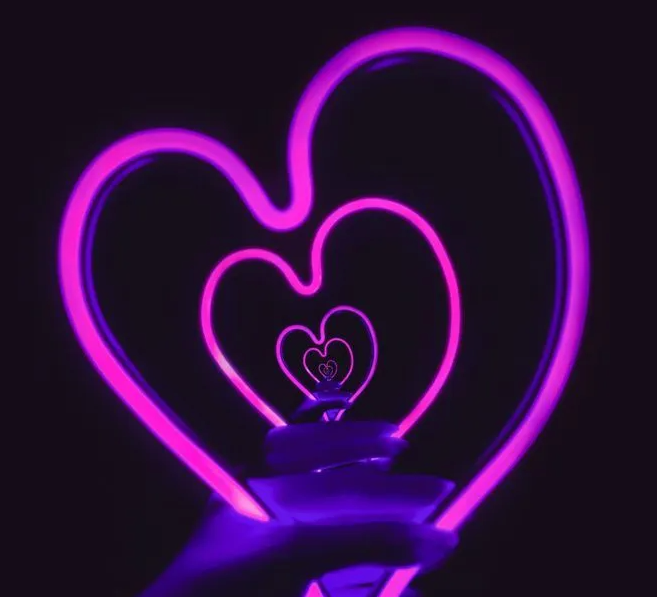 pink heart black background